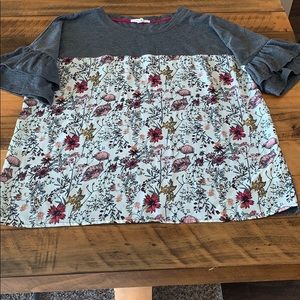 Maurices Grey and Floral Blouse M